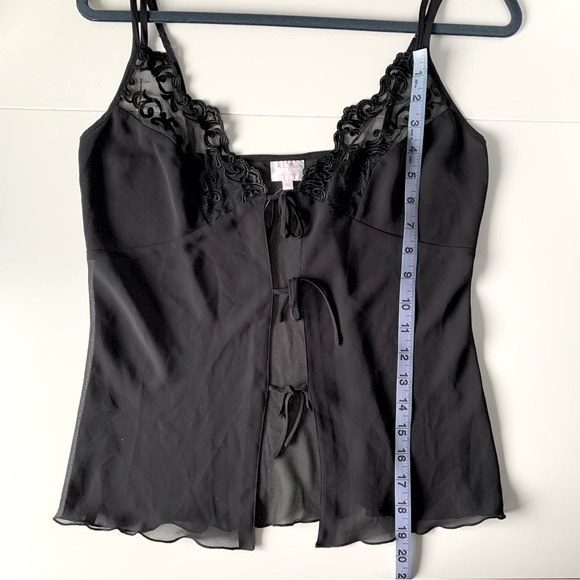Sheer Tie Front Black Camisole M by Keys Lingerie - Picture 5 of 7